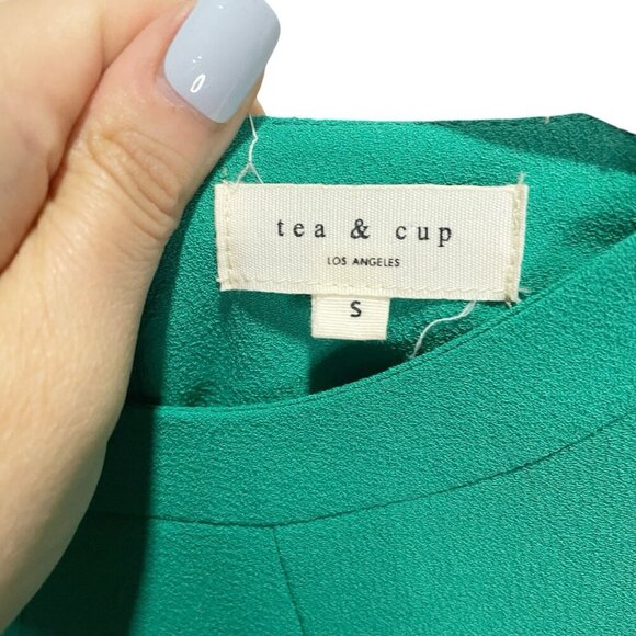 TEA & CUP LOS ANGELES S Green Fit and Flare Sleeveless Mini Dress - Picture 3 of 4